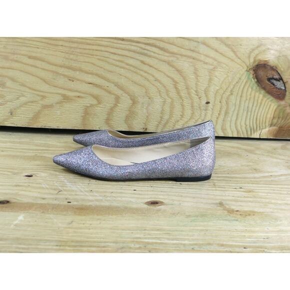 Jimmy Choo Romy Glitter Sliver Rainbow Pointed Flats Italy 36 NWOB - Picture 1 of 8